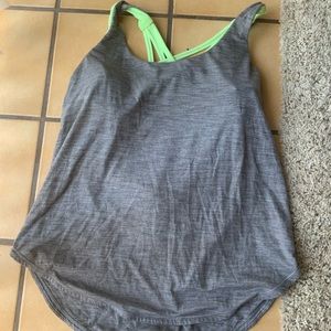 Lululemon Sport Bra Tank Top Color: Grey/Green Size: 6
